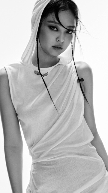 Jennie, ELLE, Black and White, Photoshoot, 5K, White background, South Korean Singer, Monochrome, Elle Magazine, 8K