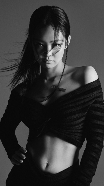 Jennie, Dark aesthetic, Monochrome, Black and White, Photoshoot, 5K, South Korean Singer, Elle Magazine, 8K