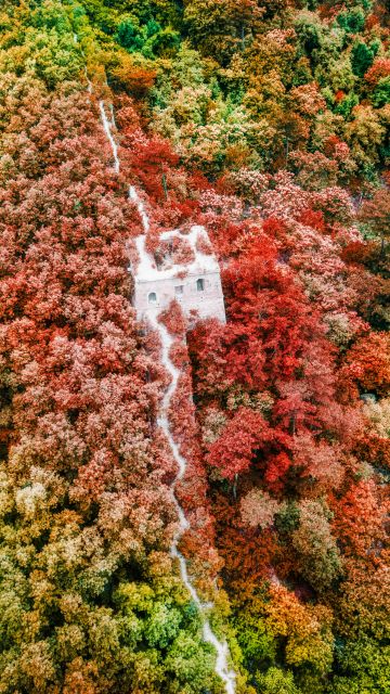 Great Wall of China, Beijing, Aerial view, Beautiful, Green, Red, Colorful, Trees