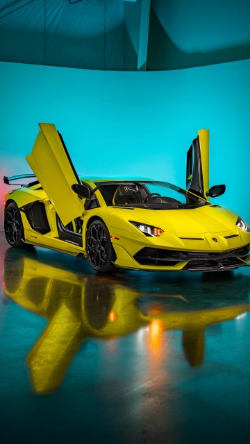 Lamborghini Aventador SVJ, Vertical, Yellow cars