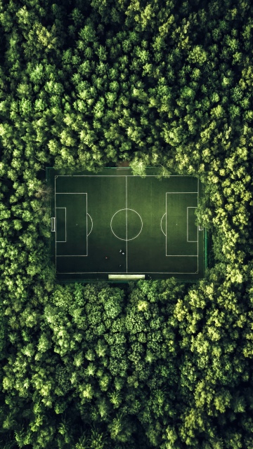 Soccer field, Aerial view, Green aesthetic, Green Forest, Stadium, Wilderness, Minimalist, Symmetry, Drone photo, 5K