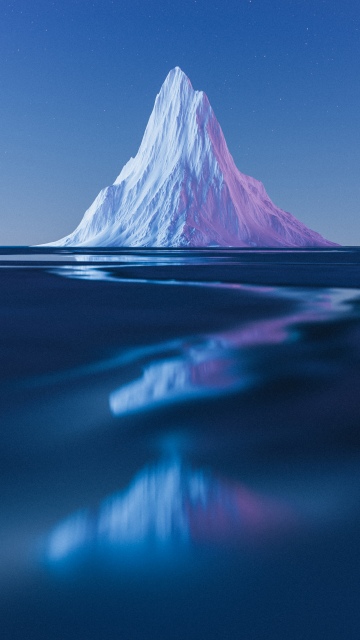 Frozen, Iceberg, 5K, Glacier, Cold, Surreal, Ocean, Polar Regions, Calm, Reflections, Minimalist, Blue aesthetic