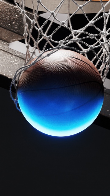 Basketball, Slam dunk, Illuminated, Glowing, Basketball backboard, Basketball ring, Minimalist, 5K, Dark aesthetic