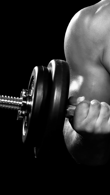 Gym, Dumbbell workout, Weightlifting, Strength, Fitness, Black and White, Monochrome, Black background, 5K