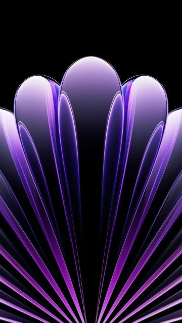 Purple abstract, Metallic, Luxury, Geometric, AMOLED, Black background, Oppo Find N5, Stock, Symmetry, 5K