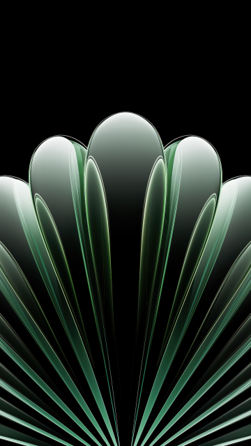 Green abstract, Metallic, Luxury, Geometric, AMOLED, Black background, Oppo Find N5, Stock, Symmetry, 5K