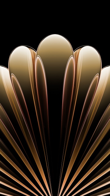 Golden, Metallic, Luxury, Geometric, AMOLED, Black background, Oppo Find N5, Stock, Symmetry, 5K