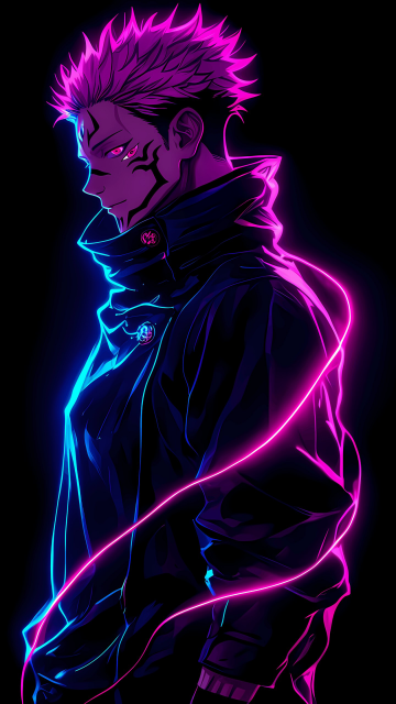 Sukuna x Gojo, AMOLED, Pink, 5K, Black background, Jujutsu Kaisen, Sukuna, Satoru Gojo