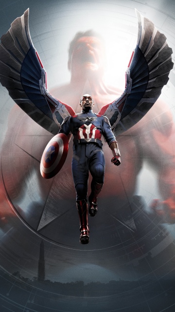 Sam Wilson, Anthony Mackie, Captain America: Brave New World, Vertical, 5K, 2025 Movies, Thunderbolt Ross (Red Hulk)