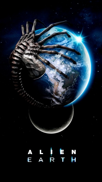 Alien: Earth, 5K, 2025 series, Black background, Alien planet