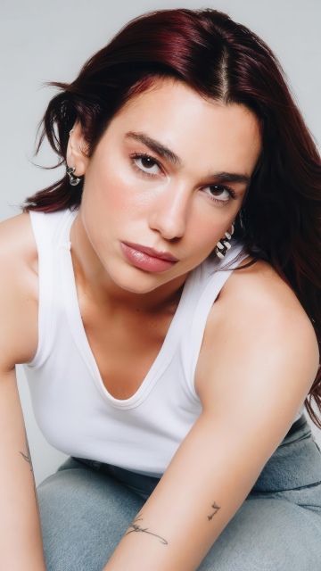 Dua Lipa, 2025, Albanian singer, 5K, White background