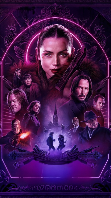 Ballerina, Movie poster, 2025 Movies, Keanu Reeves as John Wick, Ana de Armas, 5K, Dark background, Dark purple