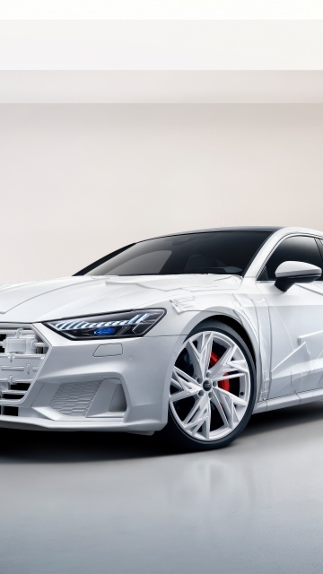 Audi A7L 55 TFSI quattro, 2025, 5K, White cars, White aesthetic