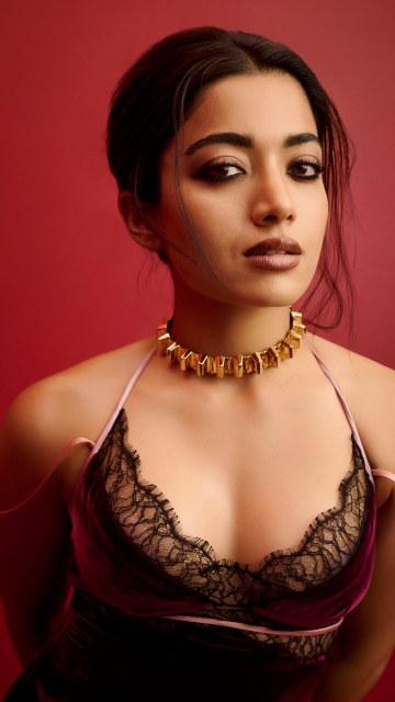 Rashmika Mandanna, Grazia India, 5K, Red background, Indian actress