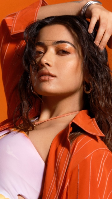 Rashmika Mandanna, Orange background, Grazia India, 5K, 8K, Fashion