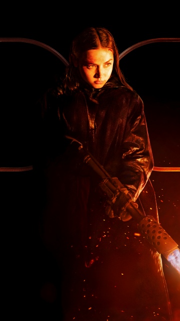 Ana de Armas, Dolby, Ballerina, Black background, Action movies, AMOLED, Fire effect, 5K