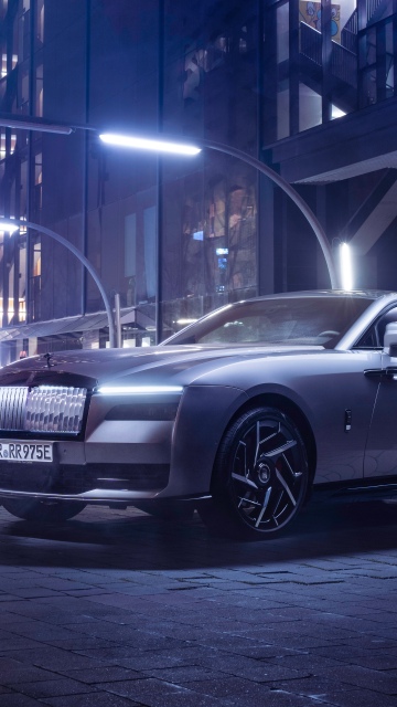 Rolls-Royce Black Badge Spectre, Jubilee Silver, 5K, 8K, Neon Lights