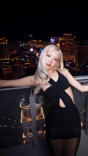 Rose (Blackpink), Night, 8K, 5K, Black dress