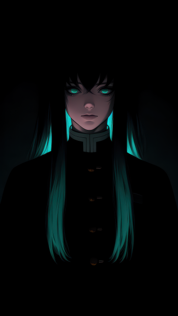 Muichiro Tokito, Dark aesthetic, 5K, Black background, Demon Slayer: Kimetsu no Yaiba