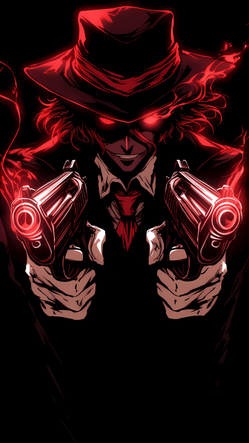 Alucard, Gothic, Hellsing, Vampire, Black background, AMOLED, 5K