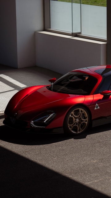 Alfa Romeo 33 Stradale, Hanger, Asphalt, 5K, Race track, Red cars