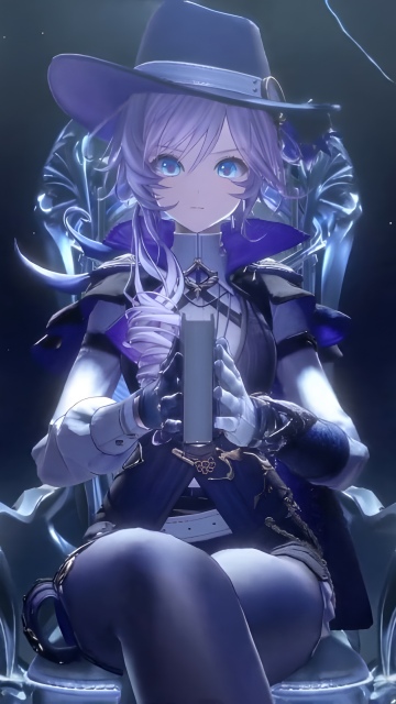 Silver Palace, Anime girl, 5K, 2026 Games, Purple aesthetic