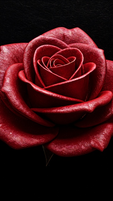 Red Rose, High contrast, Blossom, AMOLED, Black background, 5K, AI art, Symmetrical