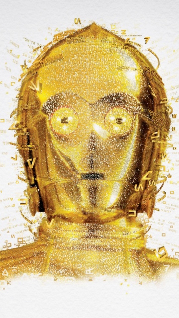 C-3PO, Star Wars, Robot, Golden, Illustration, 5K, White background, Digital Art