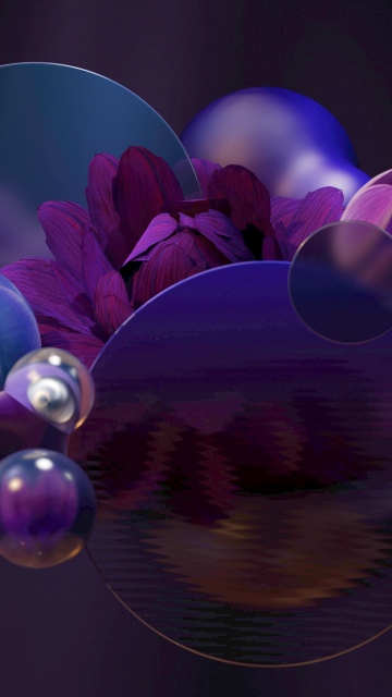 Purple aesthetic, Floral designs, Translucent, 3D Render, Geometric, Modern design