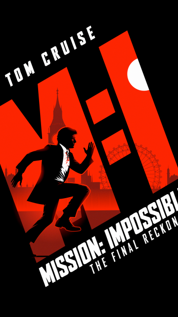 Mission: Impossible - The Final Reckoning, Movie poster, Tom Cruise, Black background, AMOLED, Red