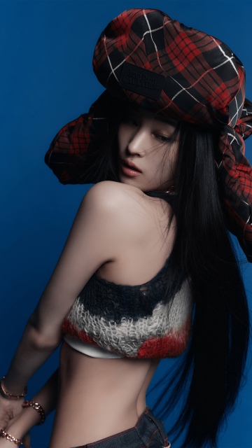 Annie, ALLDAY PROJECT, South Korean Singer, 5K, 8K, Blue background