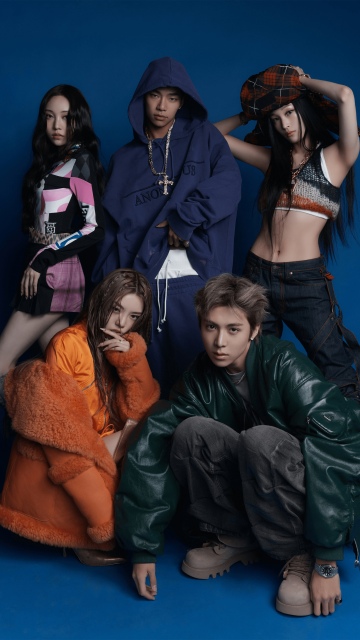 ALLDAY PROJECT, 8K, Blue background, K-Pop singers, 5K