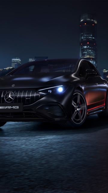 Mercedes-AMG EQE 53 4MATIC, 2025, Mercedes-Benz AMG, Electric cars, Black cars, Night city