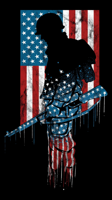 American flag, Soldier, Patriotic, Silhouette, USA Flag, Dark background, Memorial day