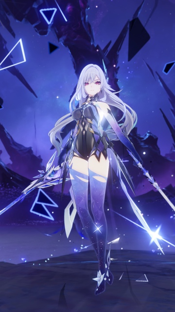 Skirk, Purple aesthetic, Anime girl, Genshin Impact