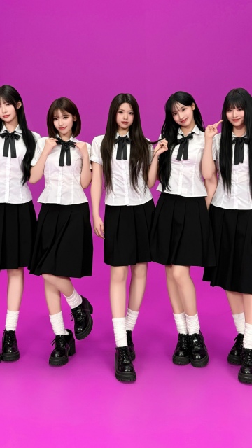 Deja Vu, RESCENE, K-pop group, Girl group, Uniform, Magenta background, 5K