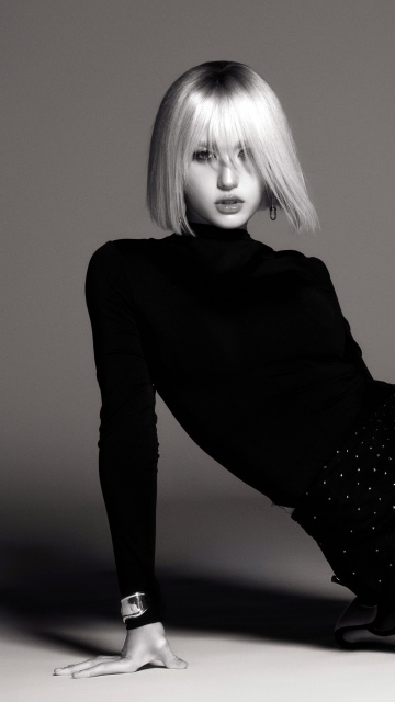 Jeon Somi, Black and White, Woman, Fashion, Model, 5K, K-Pop singers, Black dress