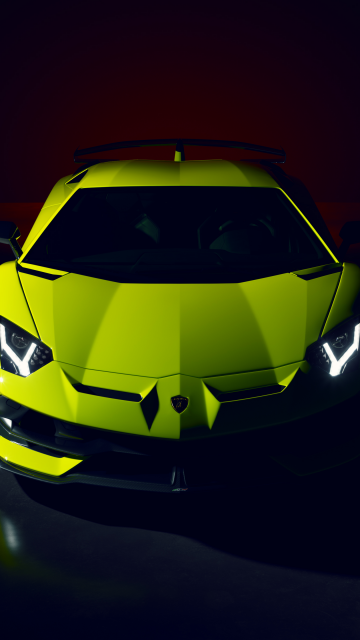 Lamborghini Aventador SVJ, Supercar, Dark background, Green, 5K
