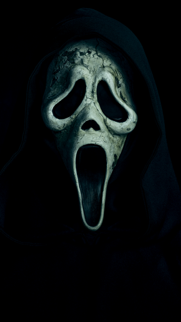 Ghostface, Black background, 5K, Scream, Horror, Mask, AMOLED