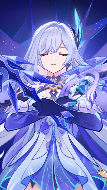 Skirk, Anime girl, Anime warrior, Blue aesthetic, Shattered, Genshin Impact