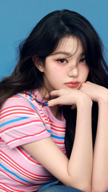 Jang Wonyoung, Blue background, 5K, 8K, K-pop idol