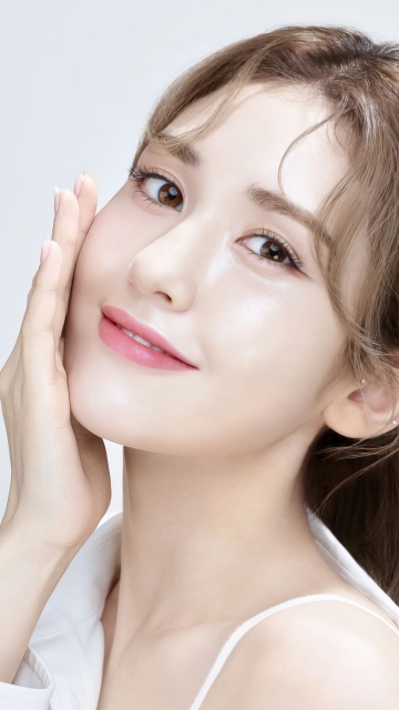 Jeon Somi, Smiling, Portrait, K-pop idol, Asian Girl, White aesthetic