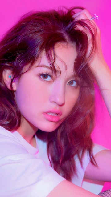 Jeon Somi - Outta My Head, 8K, Pink aesthetic, Monochromatic, Pink background, K-pop, 5K