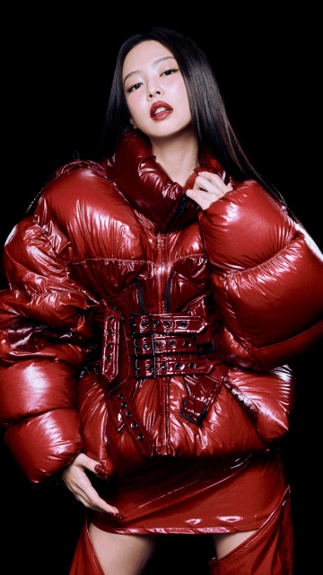 Jennie, Individual, Red dress, 8K, 5K, Black background, 12K, 10K, Red Jacket