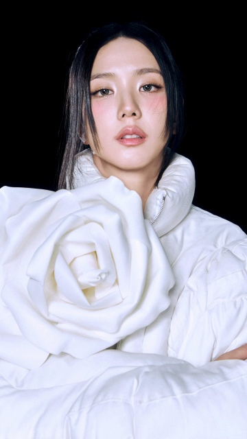 Jisoo, White Dress, Blackpink, 8K, 5K, Black background