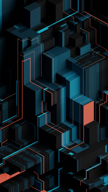 Geometric, Abstract background, Futuristic, Dark theme, Dark blue, Patterns, 3D background, 5K, 8K