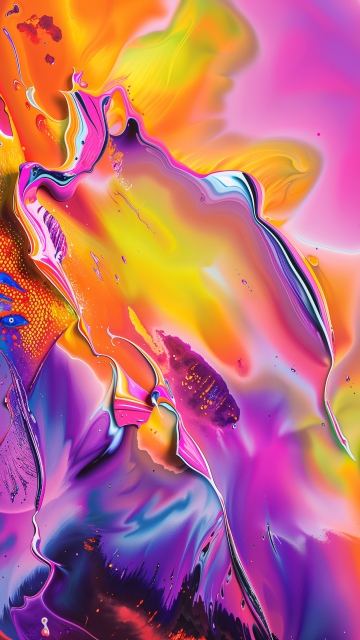 Multicolor, Fluid art, Glossy, Colorful abstract