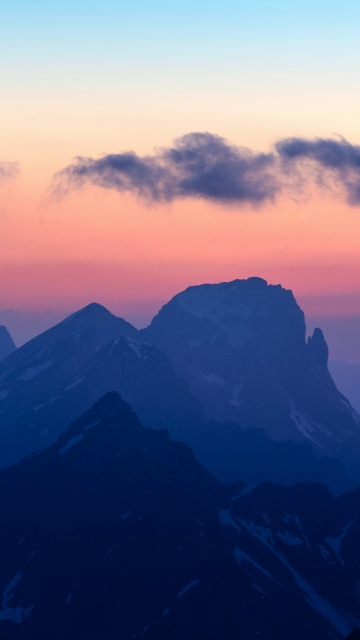 Sunset, Alps mountains, Landscape, Clouds, Purple and blue, Austria, 5K, Scenery, Mountain range