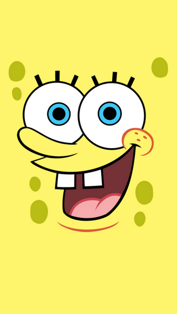 SpongeBob smiley face, Minimalist, Yellow background, Happy, 5K, Cartoon
