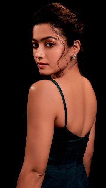 Rashmika Mandanna, Telugu Actress, Indian actress, Black background, 5K, 8K